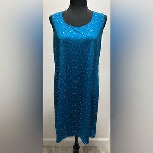 Bob Mackie Midi Dress - Small - Blue & Silver - Used